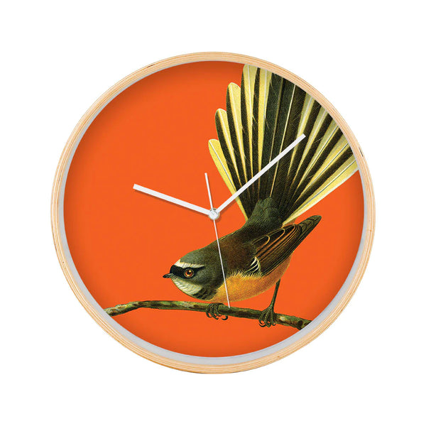 Bright Fantail Wooden Frame Clock Clock 100% NZ Nautral Frame