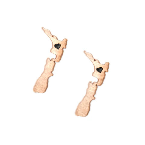 New Zealand Map Studs in Rose Gold or Silver Earrings Little Taonga Rose Gold