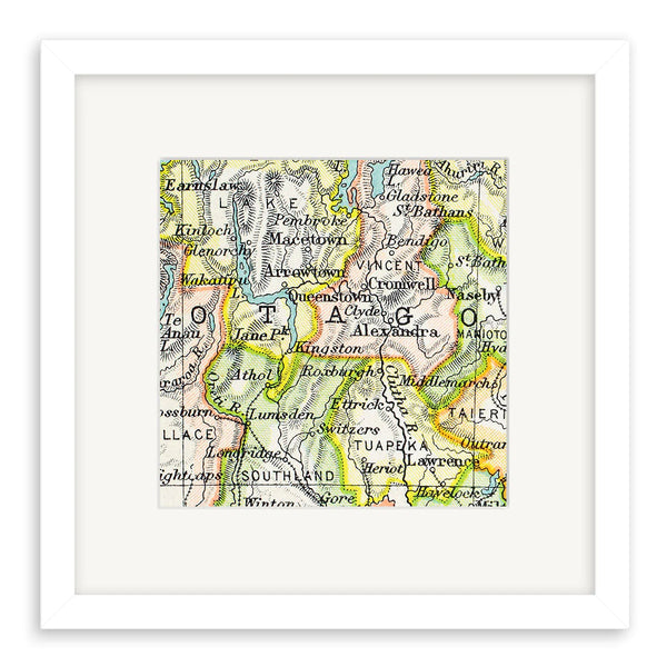 Otago - Vintage Map Print Art Print 100% NZ Framed