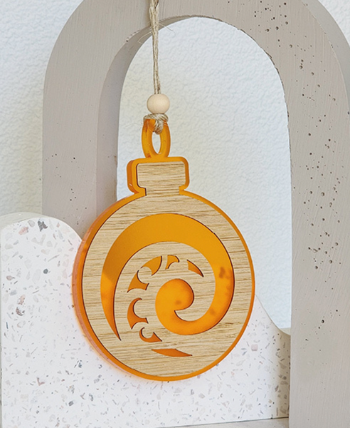 Hanging Ornament - Bauble Koru Hanging Ornament Crystal Ashley Orange