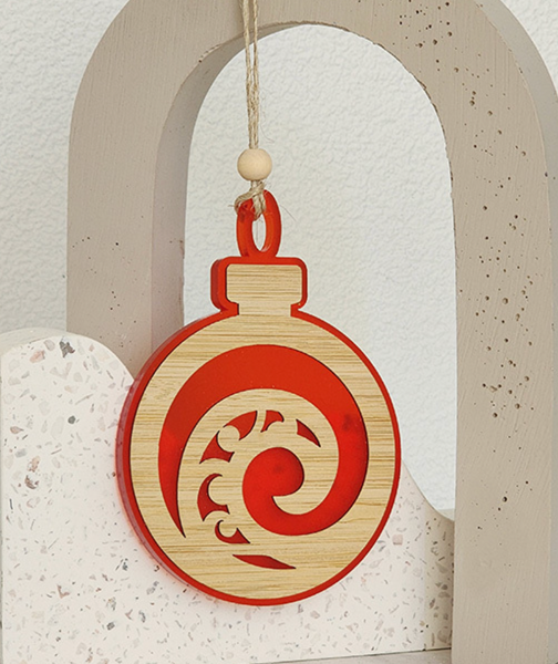 Hanging Ornament - Bauble Koru Hanging Ornament Crystal Ashley Red
