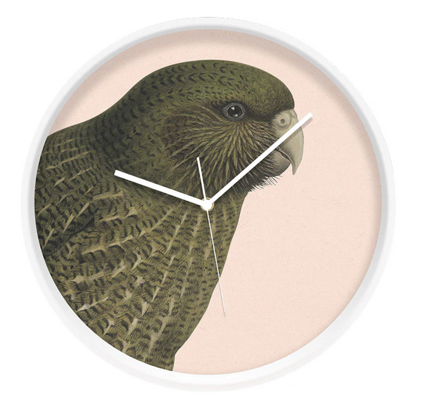 Hushed Pink Kakapo Frame Clock Clock 100% NZ White Frame