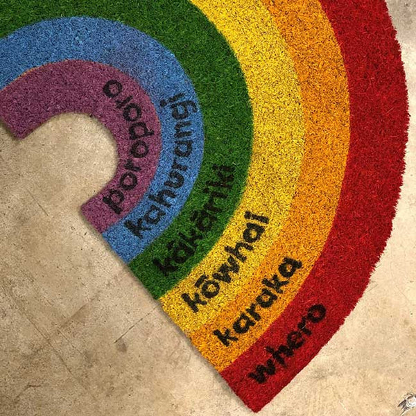 Coir Doormat - Te Reo Rainbow Mat Moana Road
