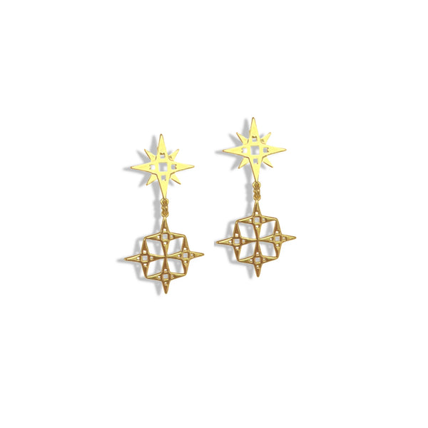 Mini Constellation Earrings in Gold and Platinum Lindi Kingi Gold