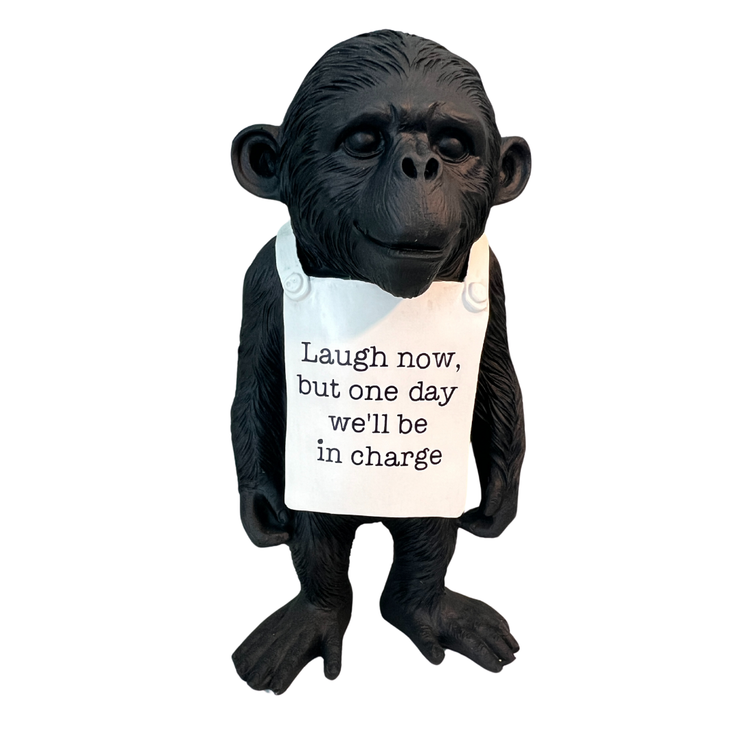 Primate Sign Figurine - Laugh Now - Bansky Inspired – Design