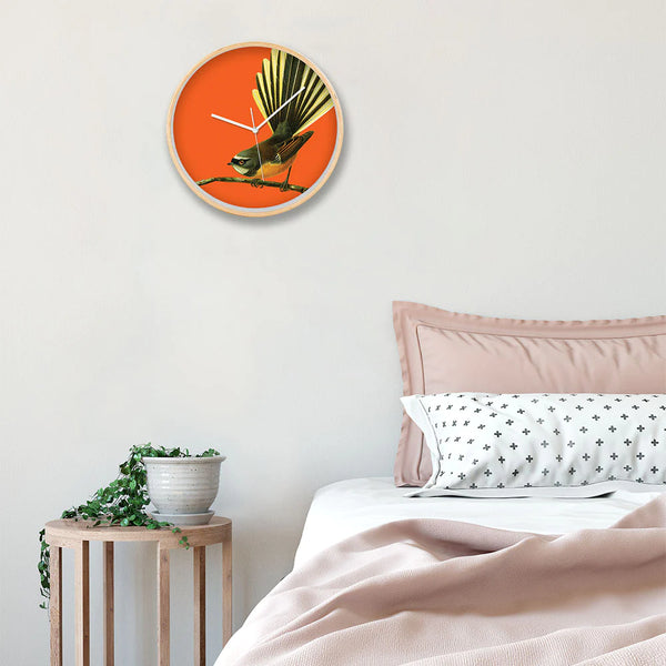 Bright Fantail Wooden Frame Clock Clock 100% NZ