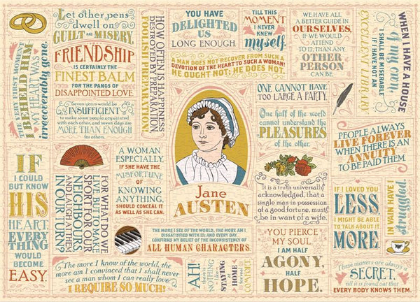 Jane Austen Literary Lines 1000 Piece Puzzle Puzzle The Unemployed Philosophers Guild