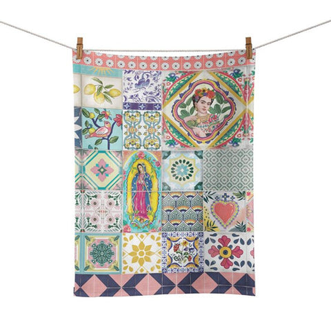 Mexican Folklore Tiles - Tea Towel