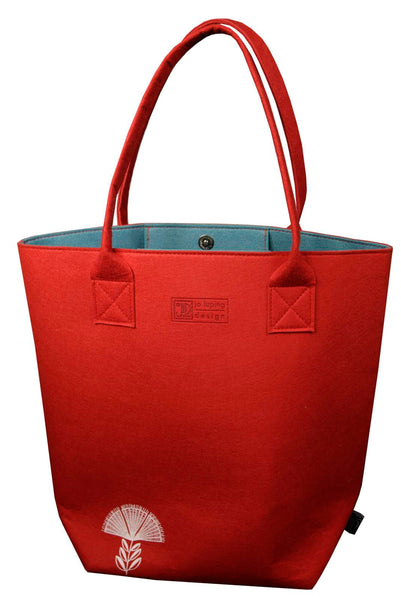 Pohutukawa Red & Teal - Shoulder Tote Bag Bag Jo Luping
