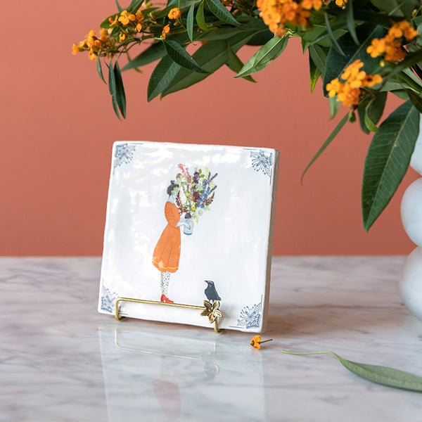 Golden Tile Stand - Flower Tile Stand Storytiles