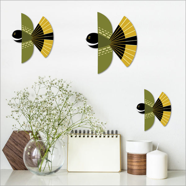 Folk Fantail Bird Wall Set Wall Art Crystal Ashley