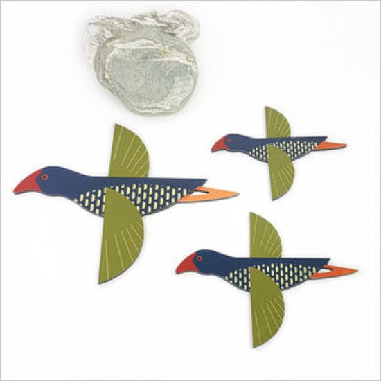 Folk Pukeko Bird Wall Set Wall Art Crystal Ashley