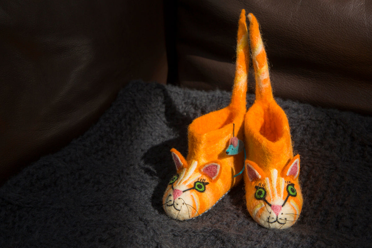 Orange cat slippers on sale