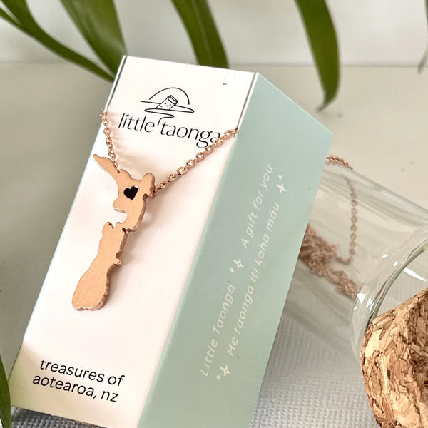 New Zealand Map Necklace Necklaces Little Taonga