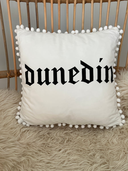 Dunedin White Velvet Cushion Cover with Bobbles Cushion Design Withdrawals