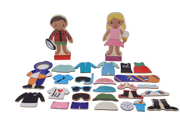 Kiwi Kids Wooden Dress Up Set - Tane & Ruby Game Moana Road