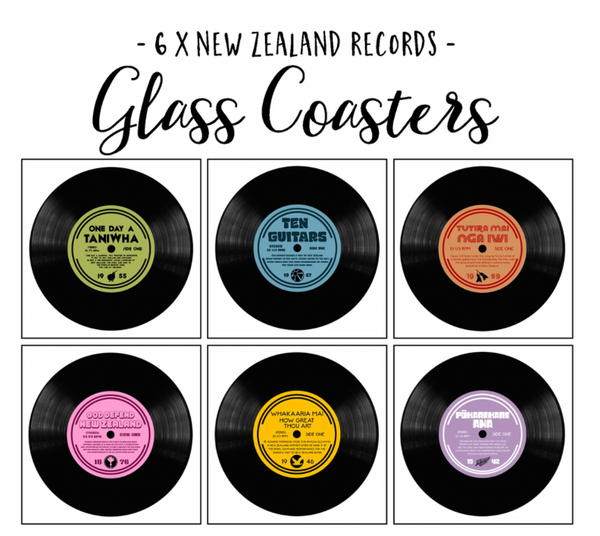 Kiwi Record Glass Coasters Coasters Moana Road