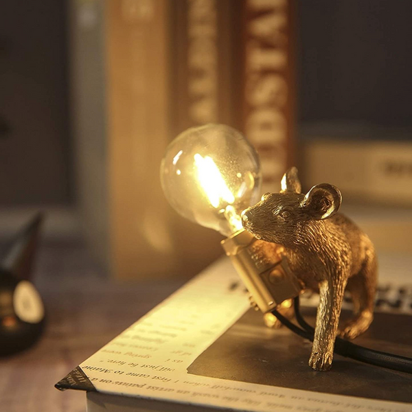 Gold Resin Mouse Lamp/Light