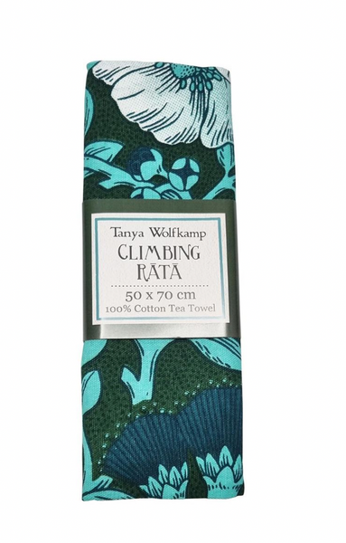 Climbing Rata On Turquoise - Tea Towel Tea Towel Wolfkamp & Stone