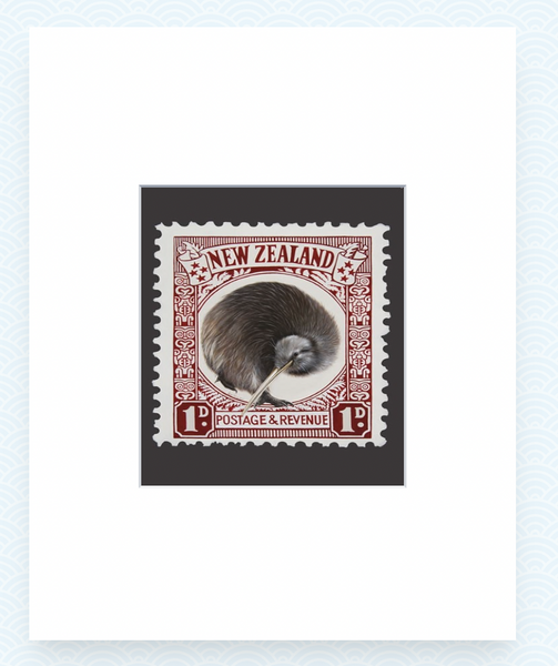 Kiwi Stamp - Jane Crisp - Art Print + Matting Art Print Jane Crisp