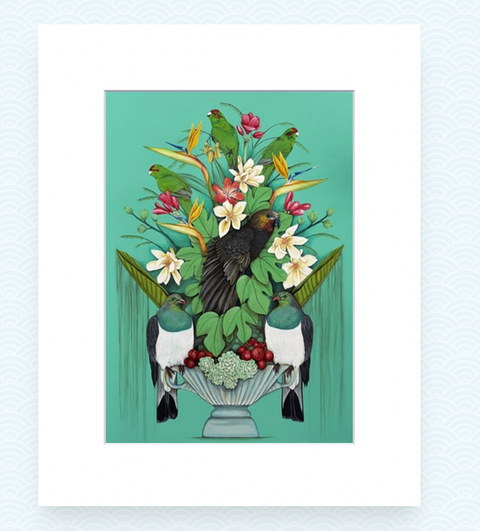 Kaka's Floral Kingdom - Kathryn Furniss - Art Print Art Print Kathryn Furniss