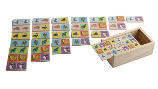 NZ Birds Wooden Dominoes Set Game Moana Road
