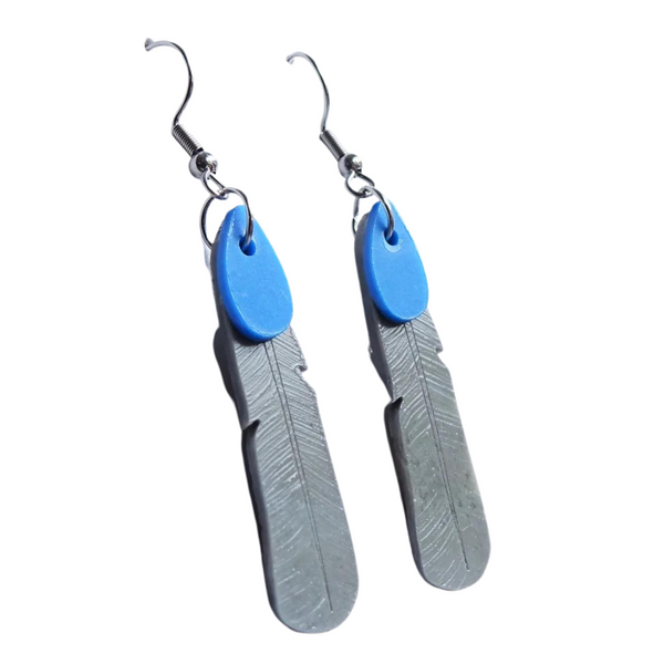 Kokako Feather Earrings Earrings Clever Green North Island Blue