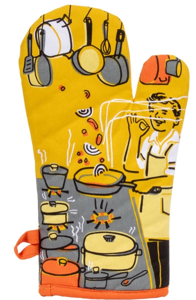 Man With A Pan Oven Mitt Oven Mitt BlueQ