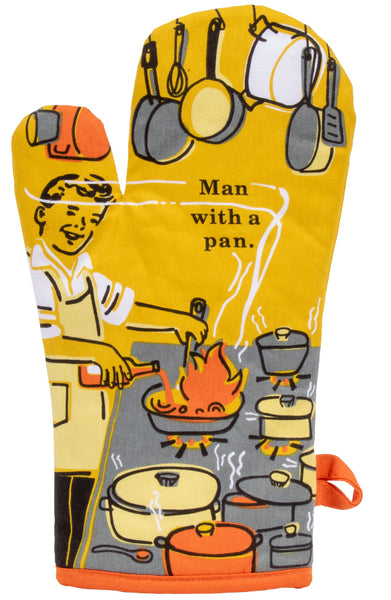 Man With A Pan Oven Mitt Oven Mitt BlueQ