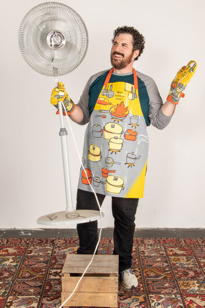 Man With A Pan Apron Apron BlueQ