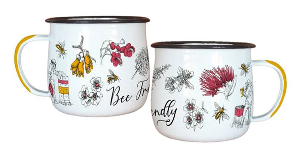 Bee Friendly Flowers Enamel Mug Mug Wolfkamp & Stone