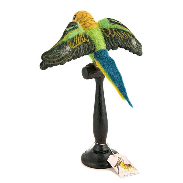 Green English Budgie Faux Taxidermy Taxidermy Sew Heart Felt