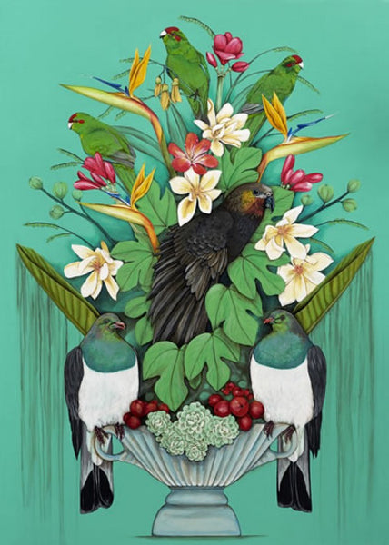 Kaka's Floral Kingdom - Kathryn Furniss - Art Print Art Print Kathryn Furniss