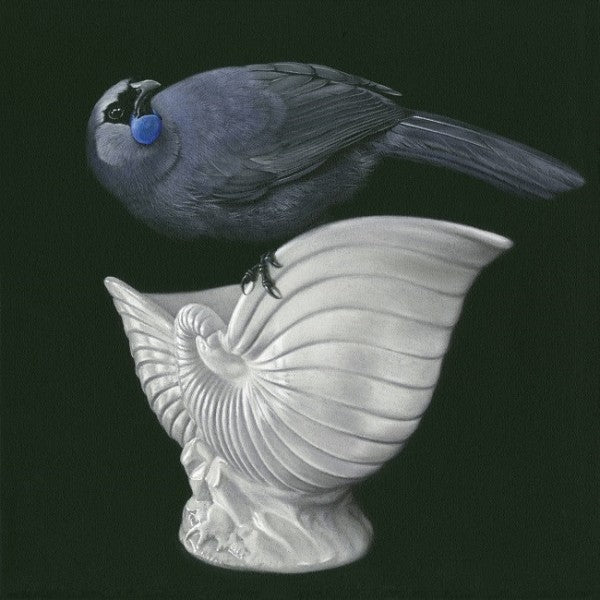 Kokako On Crown Lynn - Jane Crisp - Art Print + Matting Art Print Jane Crisp