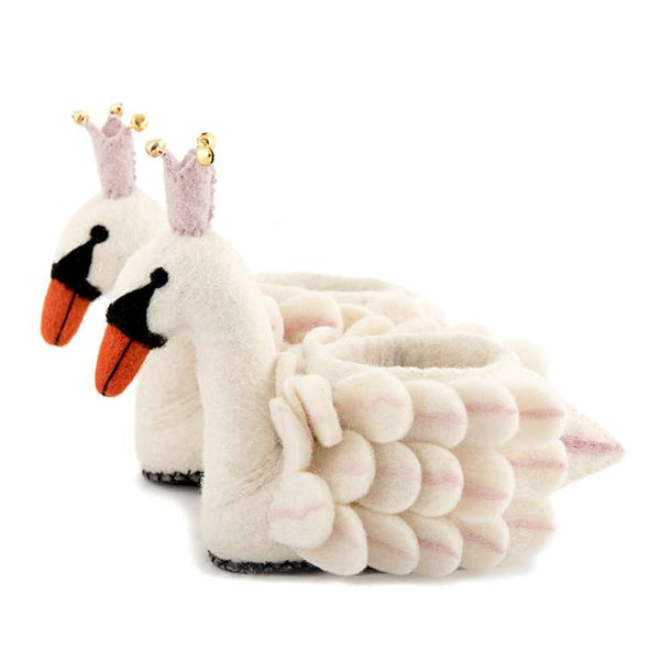 Odette Swan Children Slippers Slippers Sew Heart Felt 0-1 Yrs