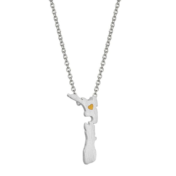 New Zealand Map Necklace Necklaces Little Taonga Silver