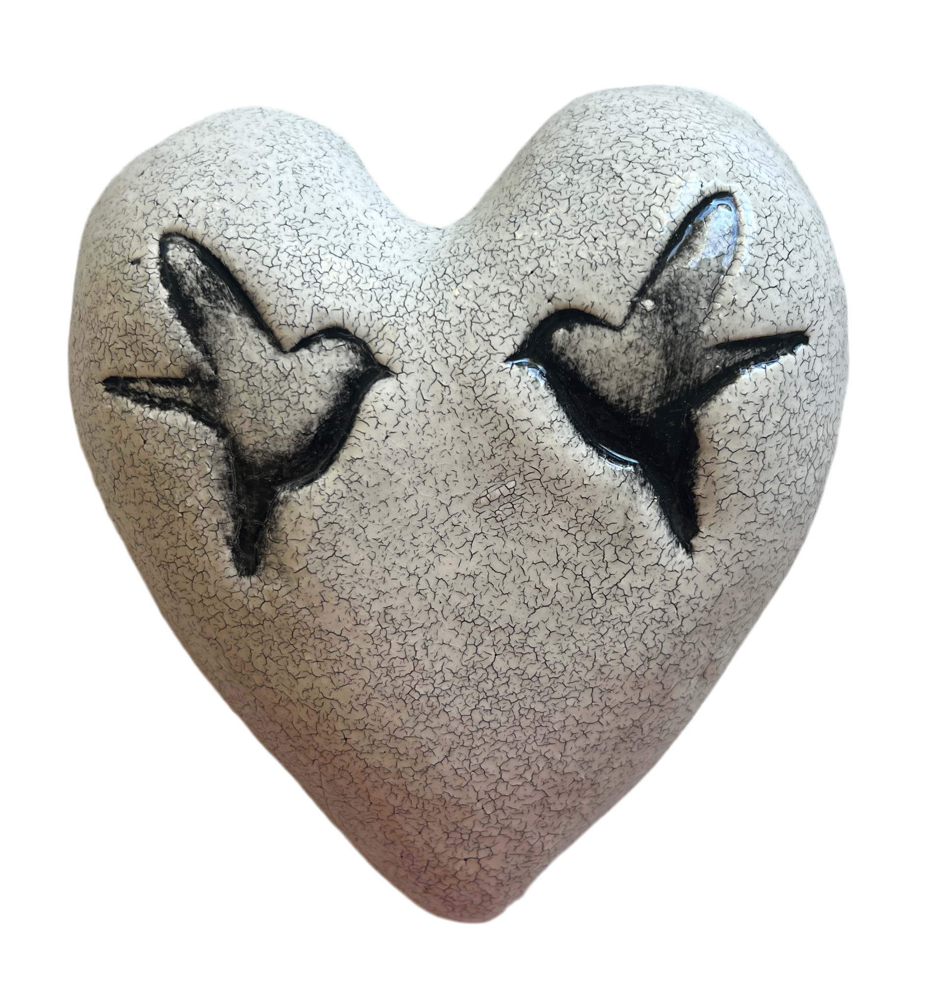 Two Bird Ceramic Puff Heart Wall Art M Ceramics