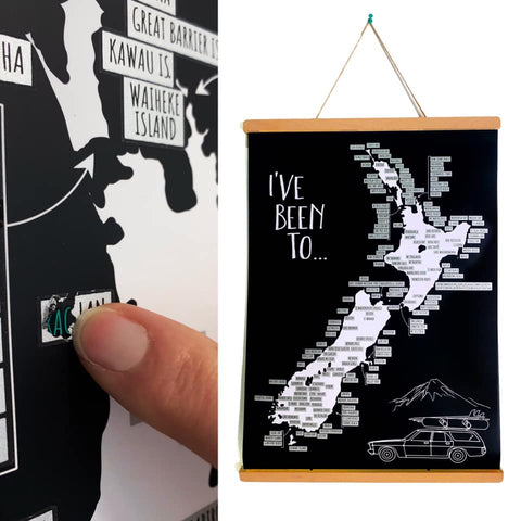 A2 NZ Roadtrip Scratch Map with Poster Hanger Art Moana Road