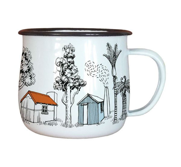 Country Huts Enamel Mug