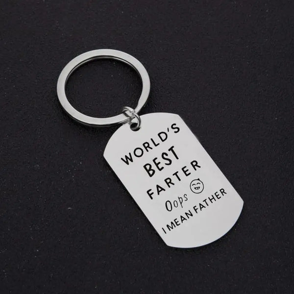 Engraved Key Ring - Worlds Best Farter - Silver Key Ring Design Withdrawals