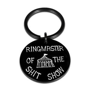 Engraved Key Ring - Ring Master of the Shit Show - Black