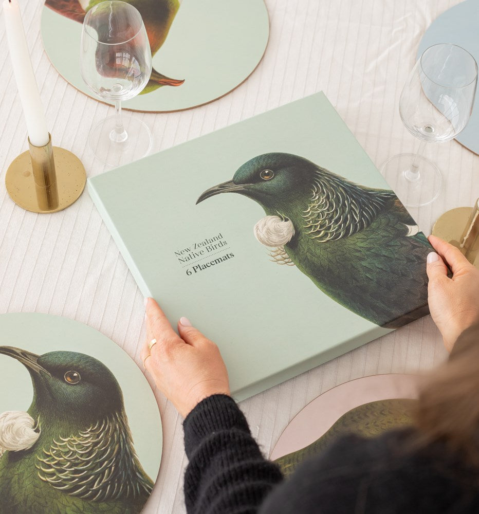 Hushed Birds Box of 6 Placemats Placemat 100% NZ