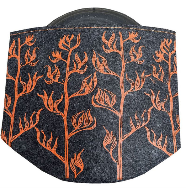 Harakeke Orange On Grey Ecofelt Grow Bag
