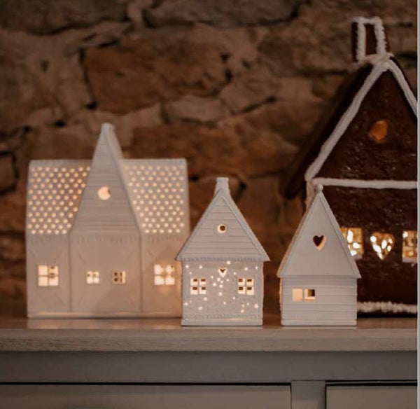 Gingerbread House Large - Porcelain Tealight House