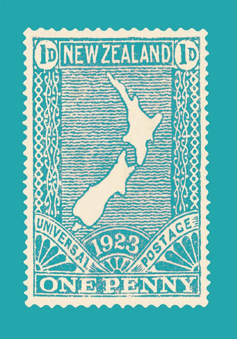 Card - Map of NZ from 1923 Postage Stamp