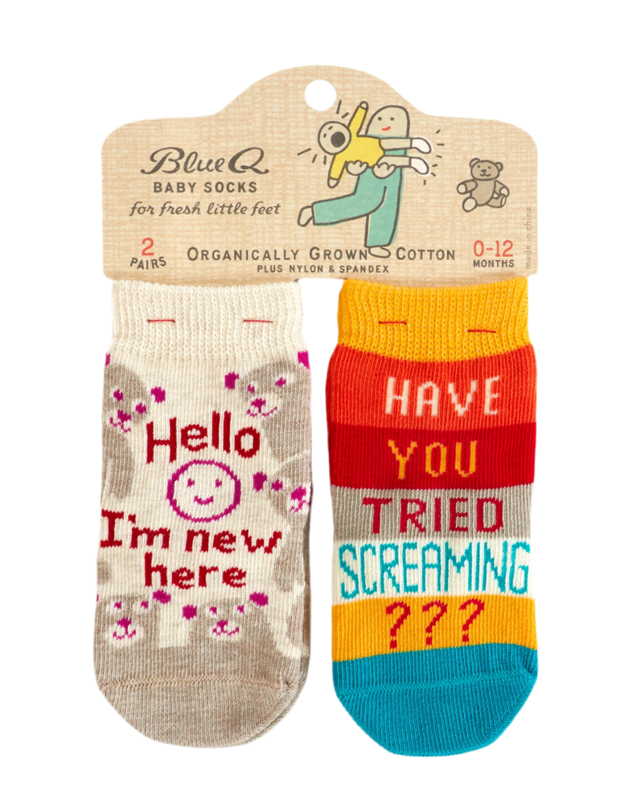 Hello I'm New Here/ Have You Ever Tried Screaming??? Baby Socks Socks BlueQ