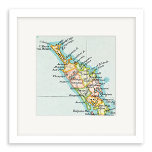 Northland - Vintage Map Print Art Print 100% NZ Framed
