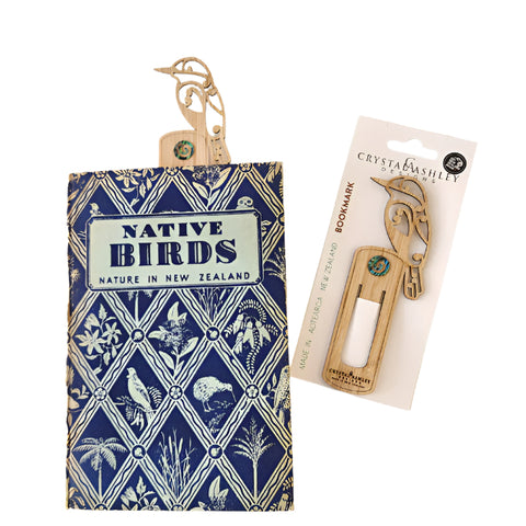 Bamboo and Paua Bookmark - Koru Kingfisher Bookmark Crystal Ashley