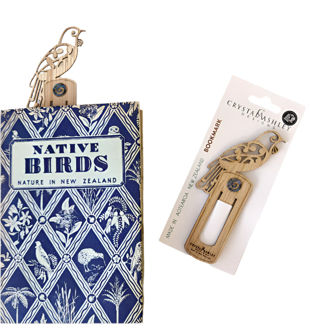 Bamboo and Paua Bookmark - Koru Tui Bookmark Crystal Ashley