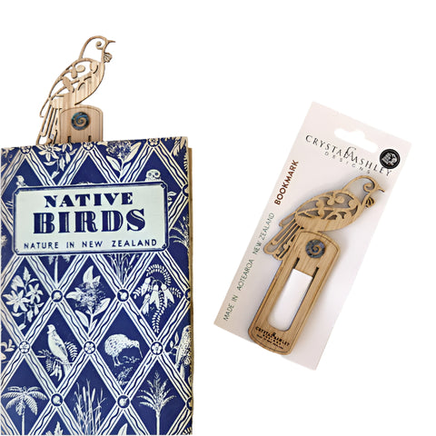 Bamboo and Paua Bookmark - Koru Tui Bookmark Crystal Ashley